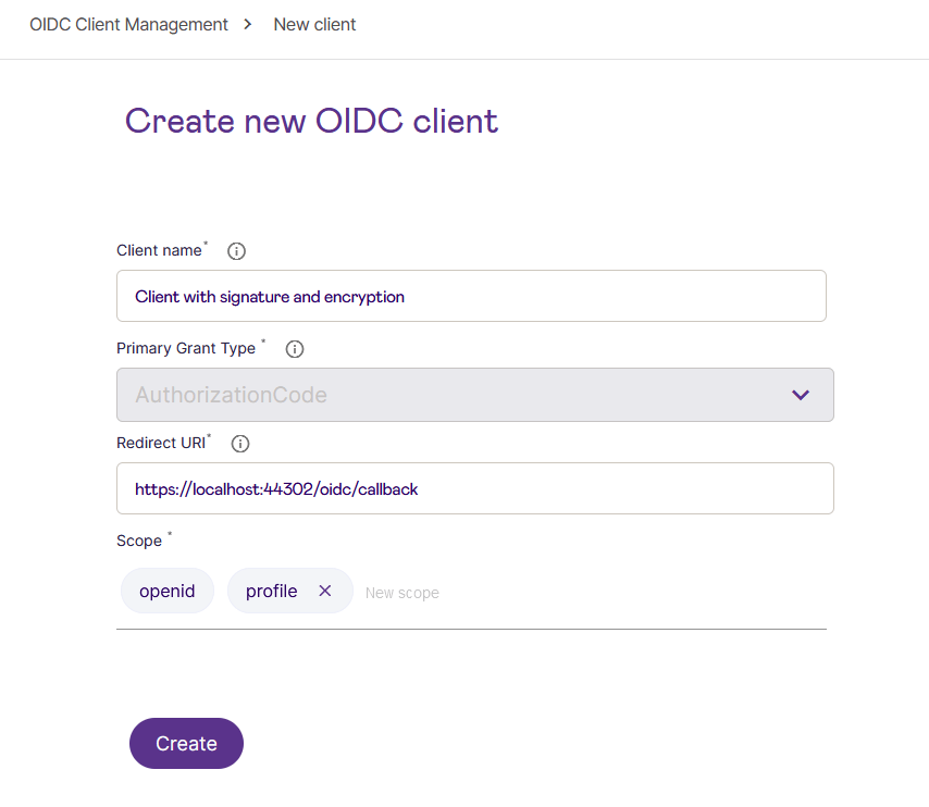 Create new OIDC client with signature and encryption click-to-zoom