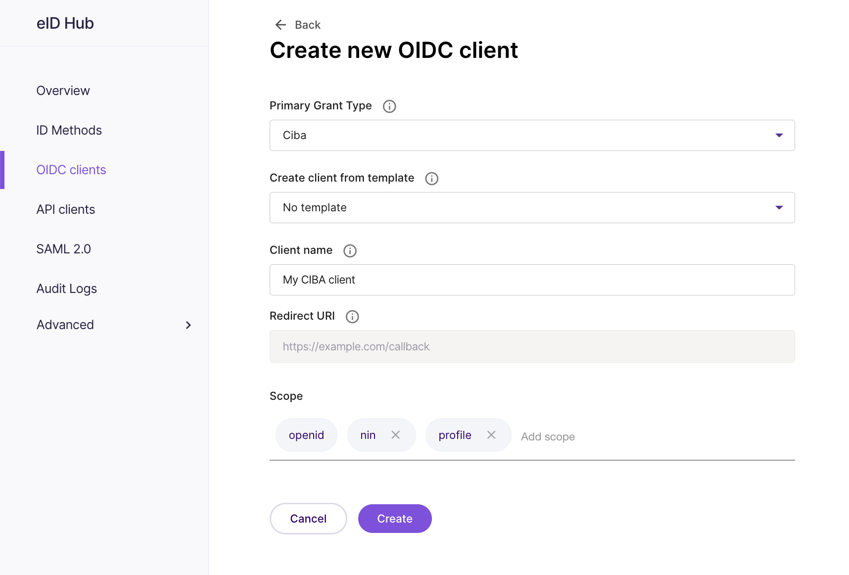 Ciba OIDC client click-to-zoom