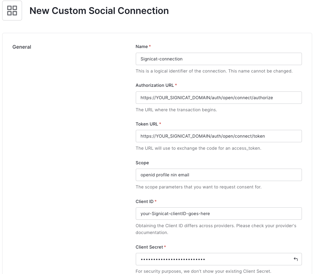 Custom Social Connection form fields