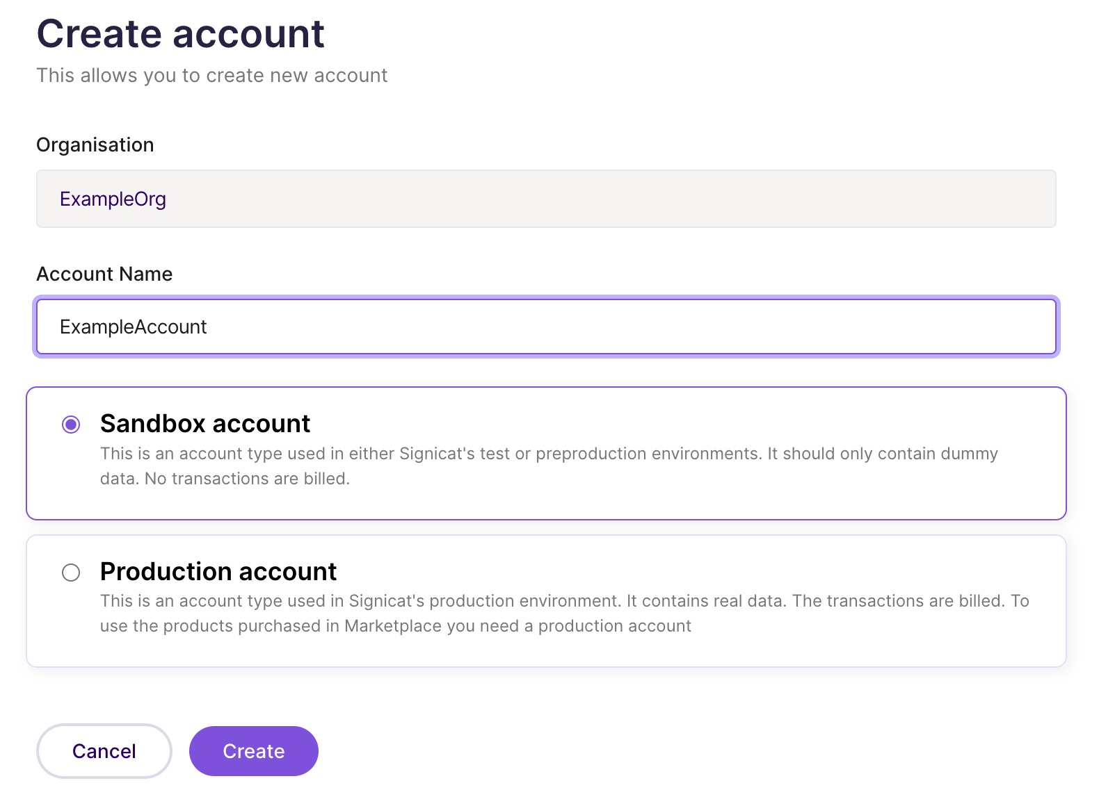 Create account screen, click-to-zoom