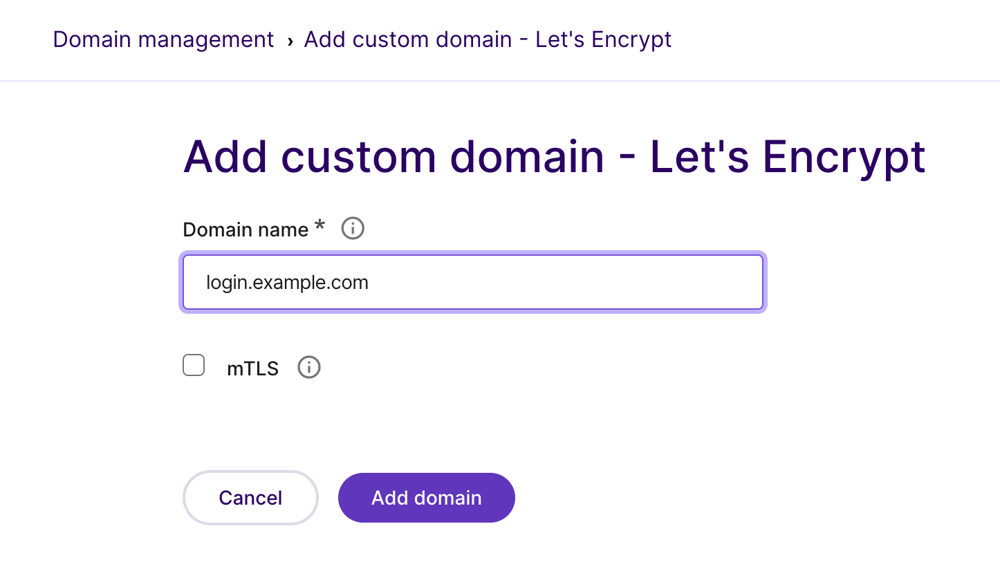 Add a Signicat-managed custom domain, click-to-zoom